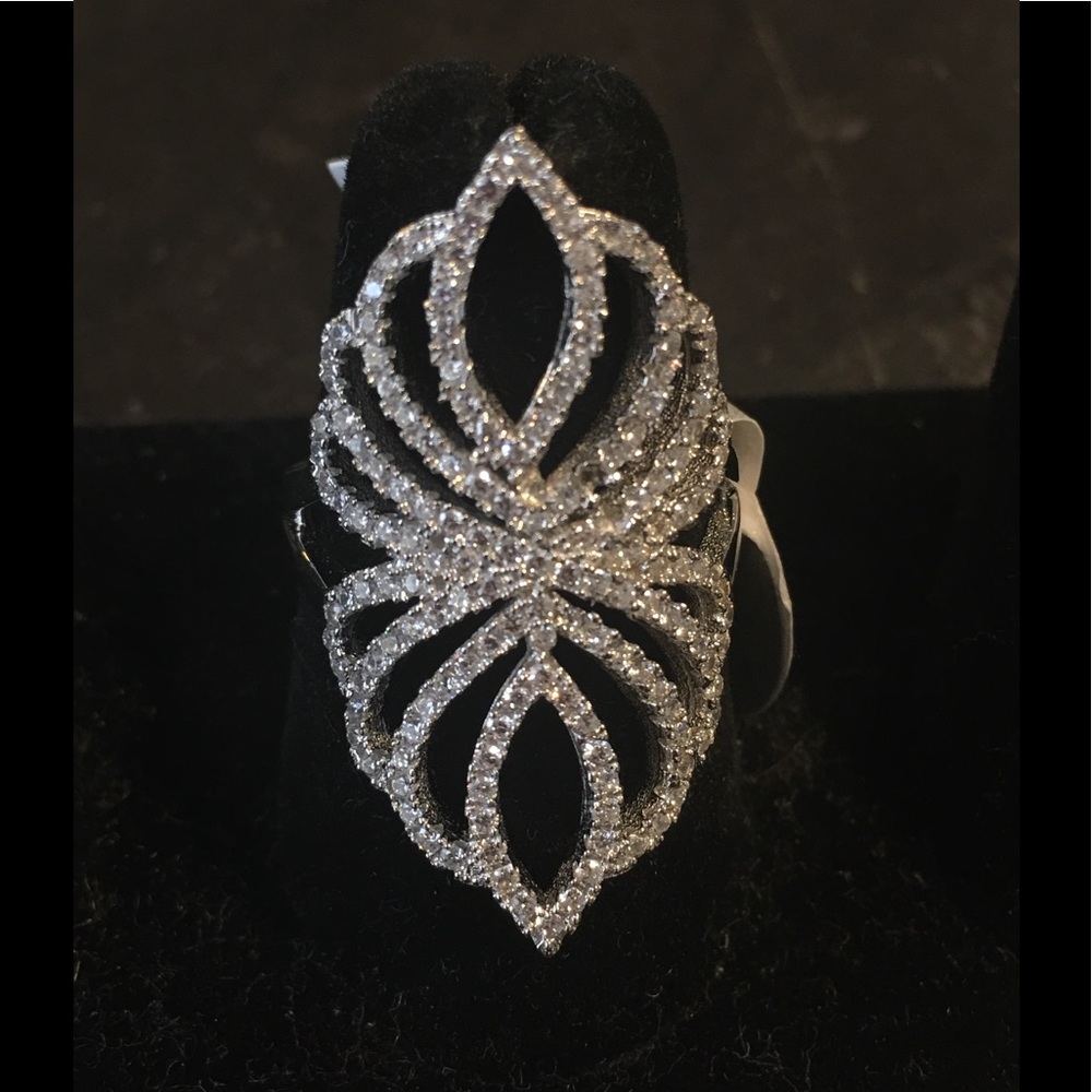 .925 silver ring micro-pave crystal rhinestone